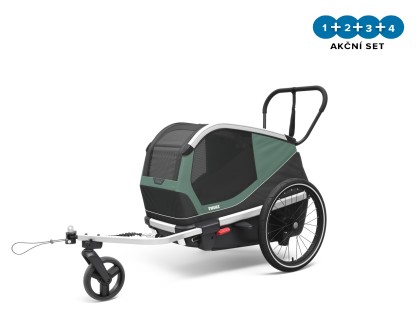 Náhled produktu - Thule Bexey Hazy Green M + bike set + rain cover + dog bed