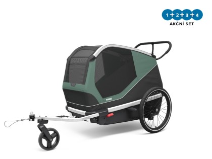 Thule Bexey Hazy Green L + bike set + rain cover + dog bed